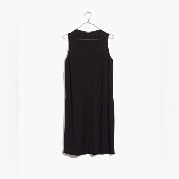 🖤 Madewell Heather Button-Front Dress | XS | Black Sleeveless V-Neck - Picture 5 of 9